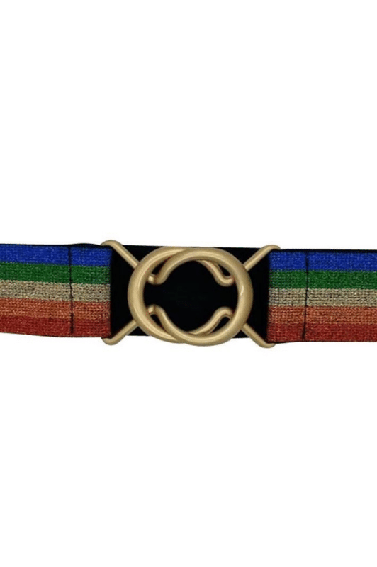 Just d'lux Lurex belt | Elastikbælte | Regnbuefarvet striber