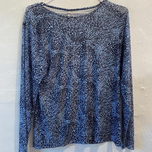 Ofelia Gladis Blouse | Meshbluse | Blå animalprint