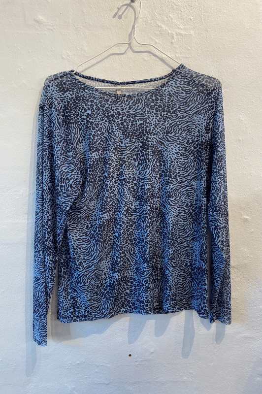 Ofelia Gladis Blouse | Meshbluse | Blå animalprint