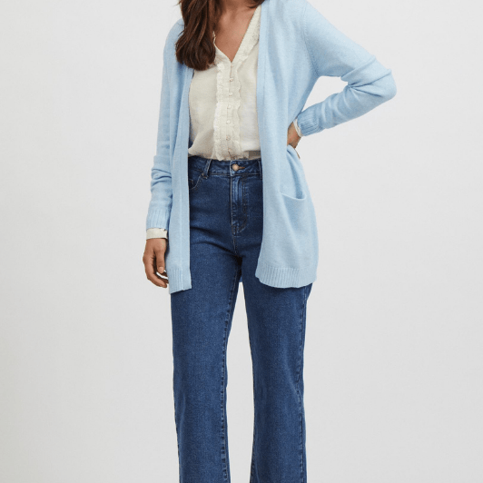VILA Viril Cardigan kort | Lækker blød strikcardigan i flot lyseblå farve | Bestseller