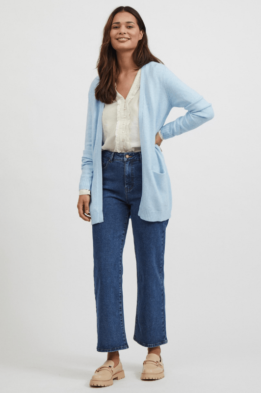 VILA Viril Cardigan kort | Lækker blød strikcardigan i flot lyseblå farve | Bestseller