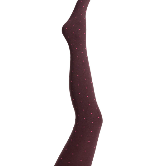 A MOÍ Agnes dot | Strømpebuks bordeaux med pink prikker | Perfekt under kjolen