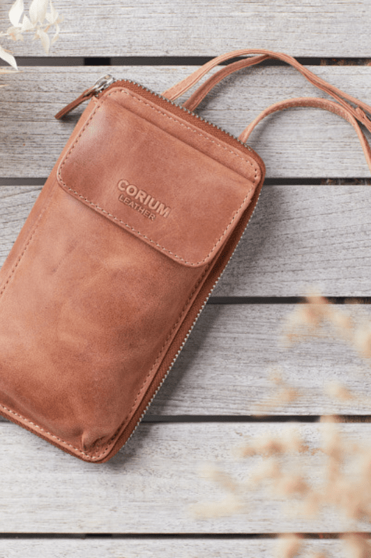 Corium Mobiltaske i ægte skind I vintage-brun