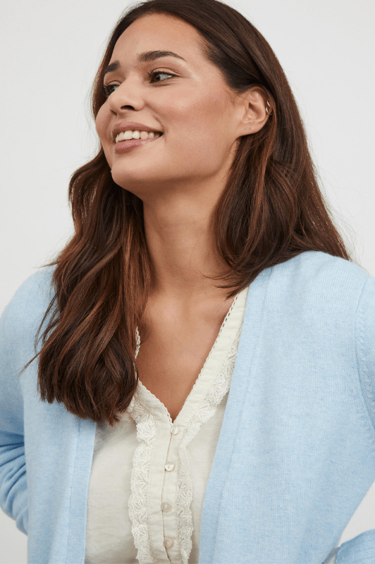 VILA Viril Cardigan kort | Lækker blød strikcardigan i flot lyseblå farve | Bestseller