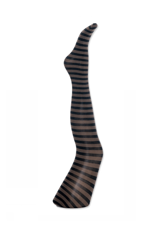 A MOÍ Vilma Stripe | Strømpebuks Vilma stribet brun/sort | Perfekt under kjolen
