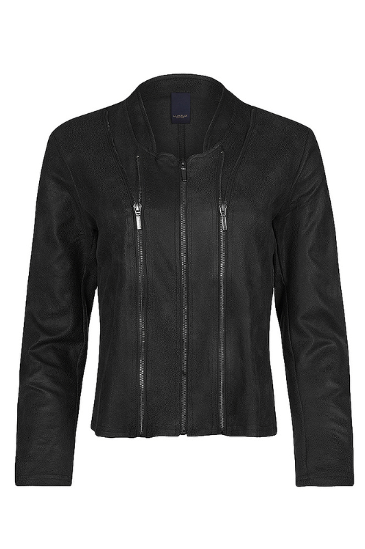 Luxzuz Athena Coated suede jakke | Cool sort bikerjakke | Skindlook